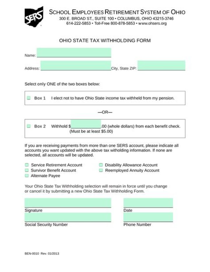 Does Ohio have a state income tax withholding form?