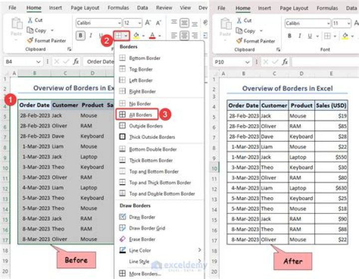 How do I add a cell border in Excel VBA?