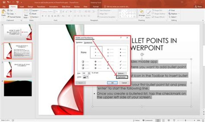 How do I change the bullet style in PowerPoint?