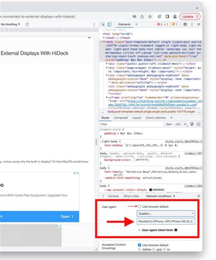 How do I change user agent on Chromebook?