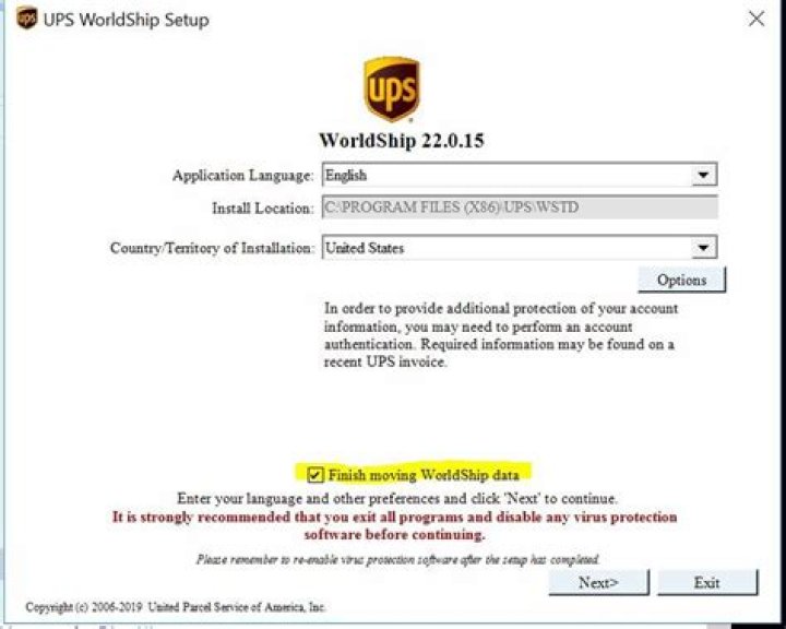 How do I move my UPS WorldShip database?