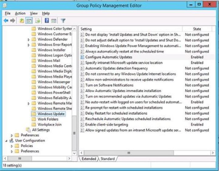 How do I set WSUS server in group policy?