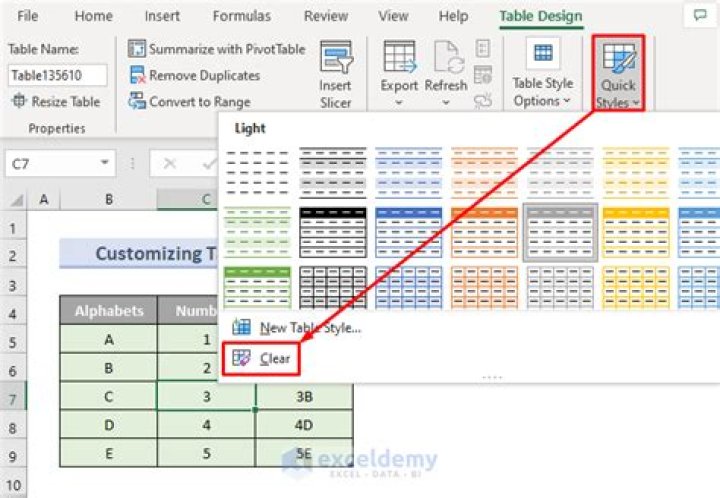 How do I undo a data table in Excel?