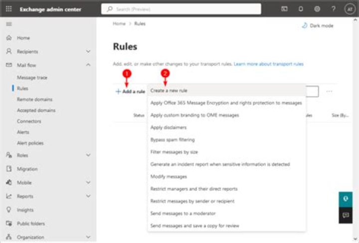 How do you create a transport rule for auto reply?