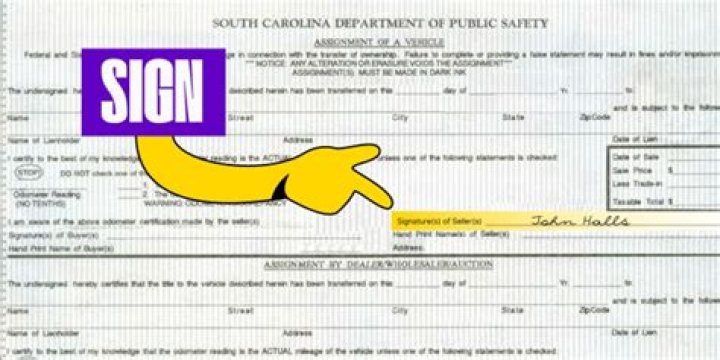 How do you sign over a car title in SC?