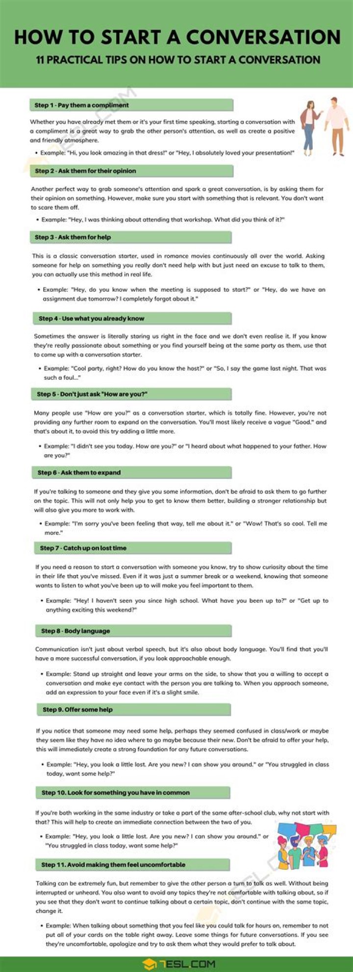 How do you start a conversation with a customer?