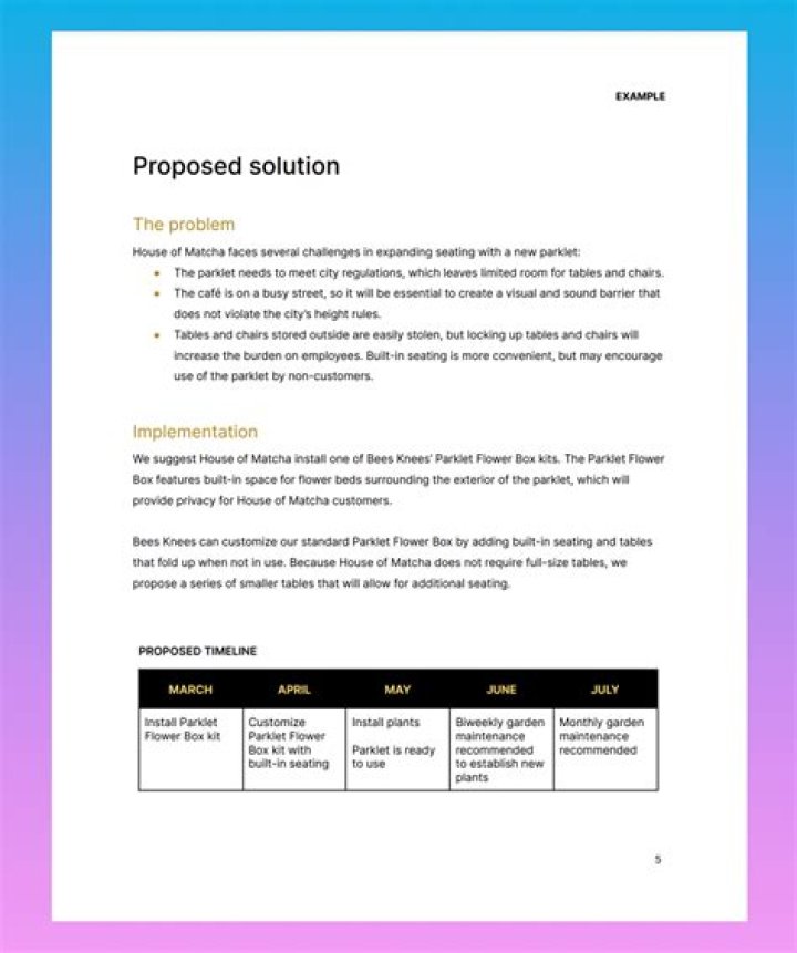 How do you write a proposed solution?