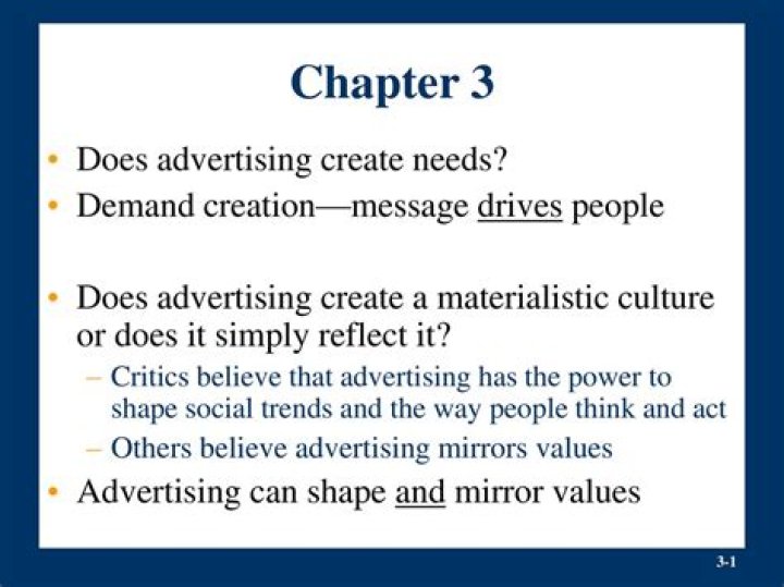 How does advertising create needs?