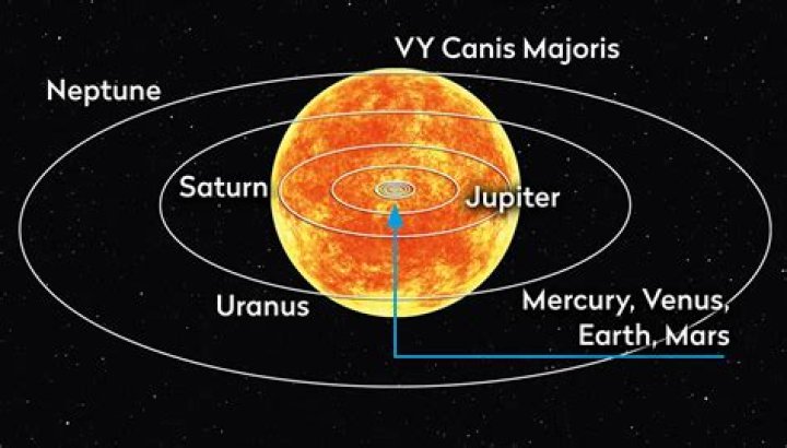 How does our sun compare to VY Canis Majoris?