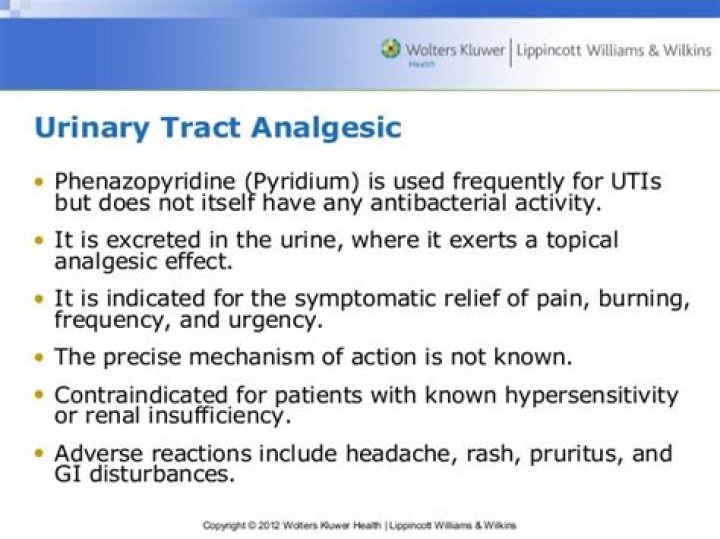 How does pyridium affect urinalysis?