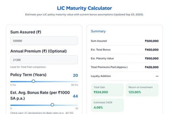 How LIC maturity is calculated?
