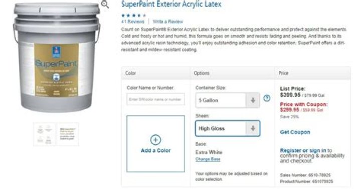 How much does a gallon of Sherwin Williams Super paint cost?