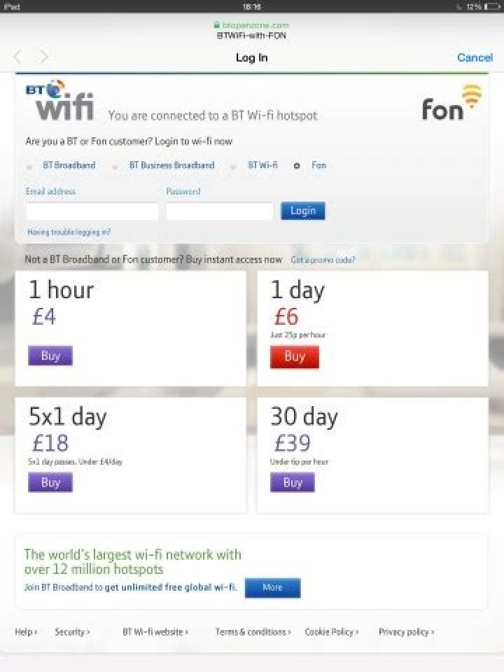 Is BT WiFi with Fon free?