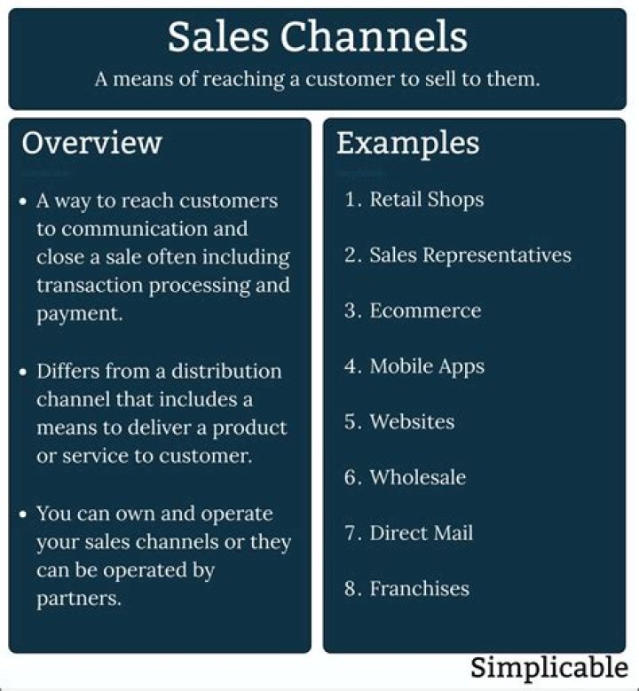 What are examples of sales channels?