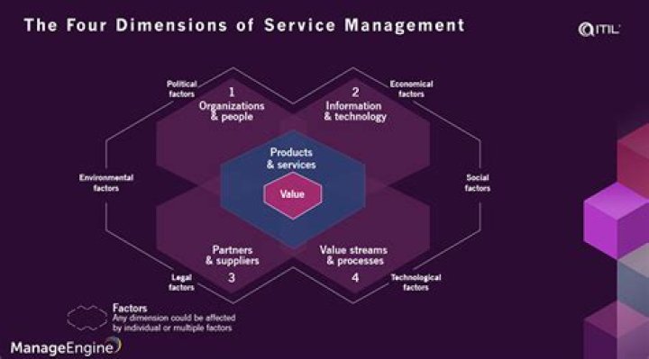What are the 4 dimensions of service management?