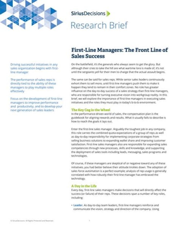 What does front line sales mean?