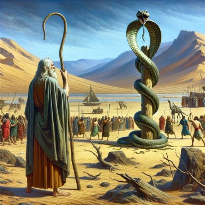 What does the snake on the pole represent in the Bible?