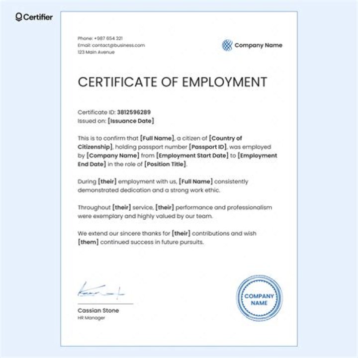 What is a certification of employment letter?