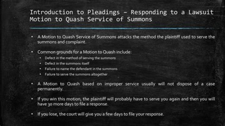 What is a motion to quash service of summons?