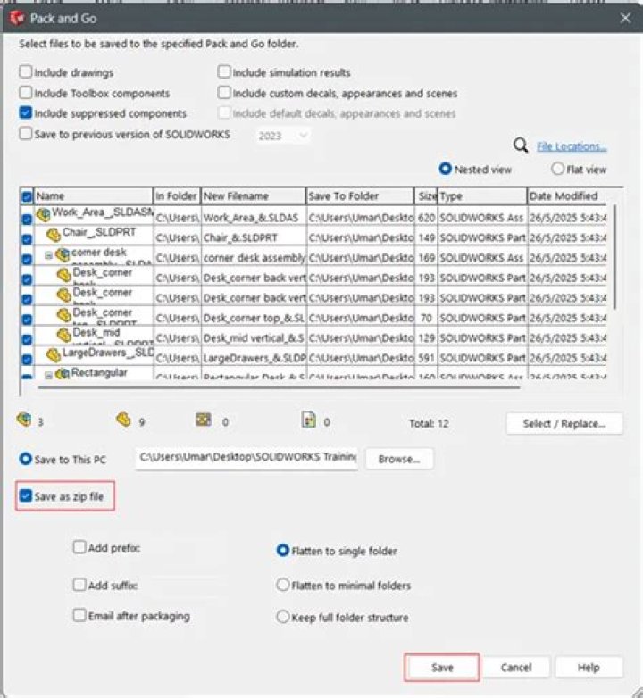 What is a pack and go zip file?