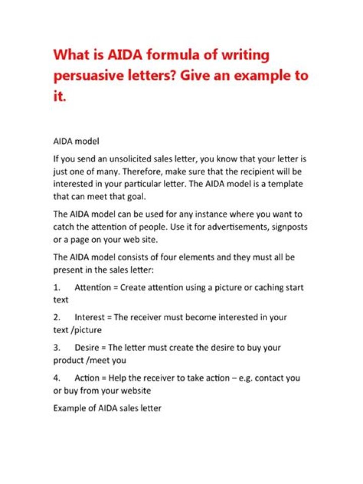 What is AIDA in persuasive message?