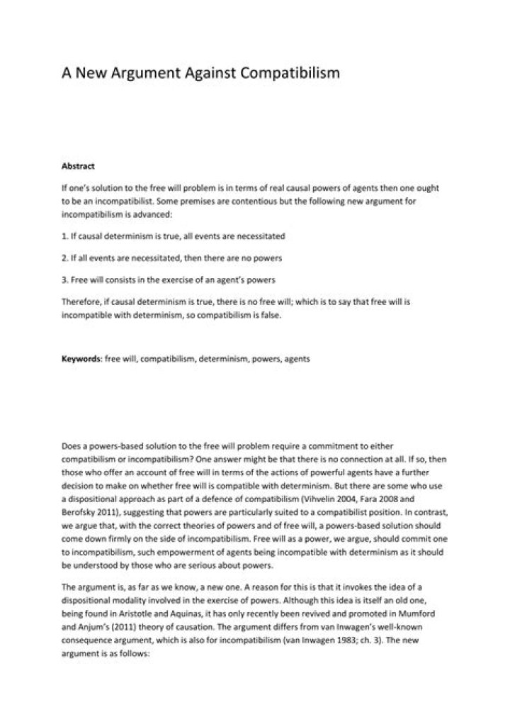 What is an argument against compatibilism?