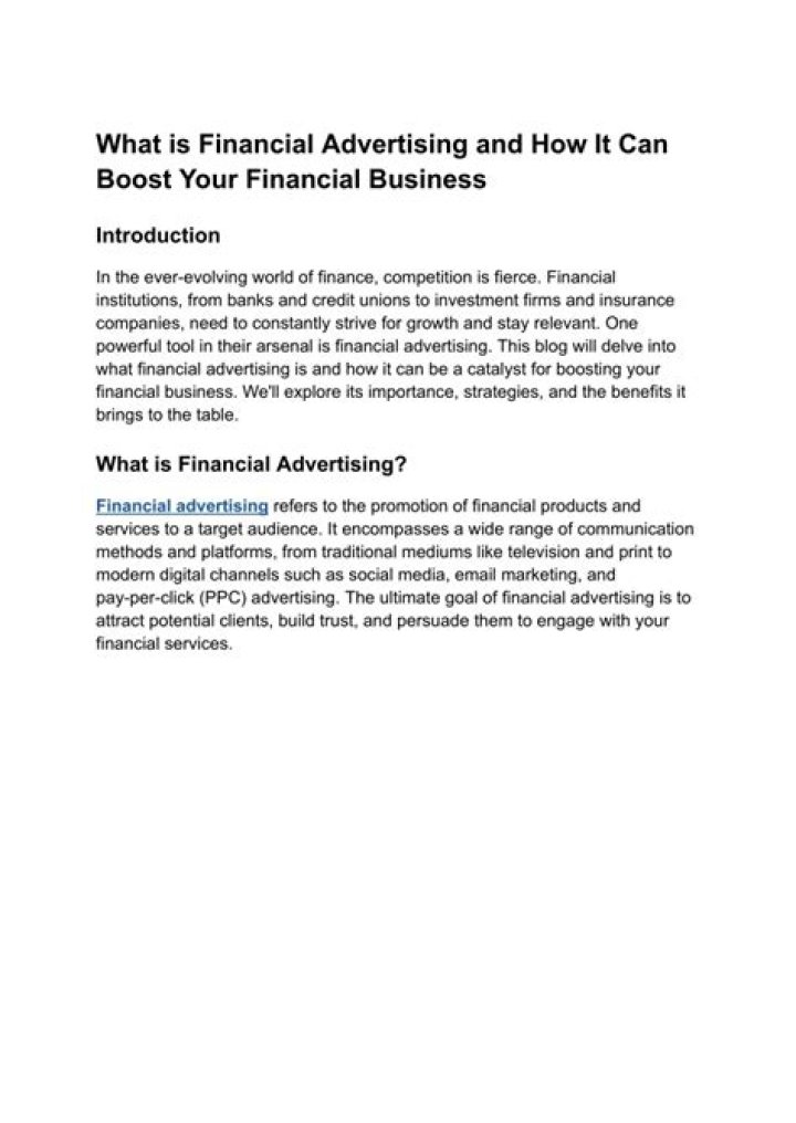What is financial advertisement?