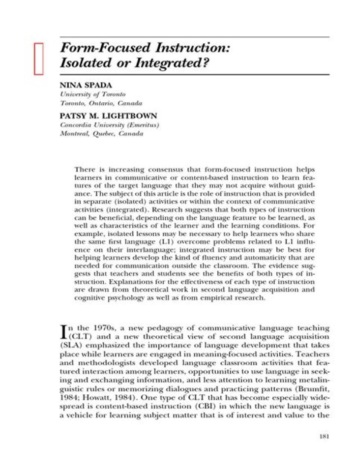 What is form-focused instruction?