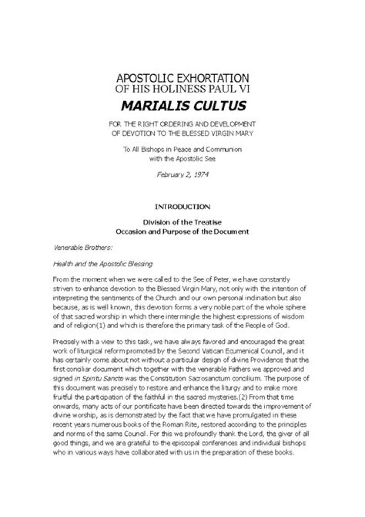 What is the main message of the document Marialis Cultus?