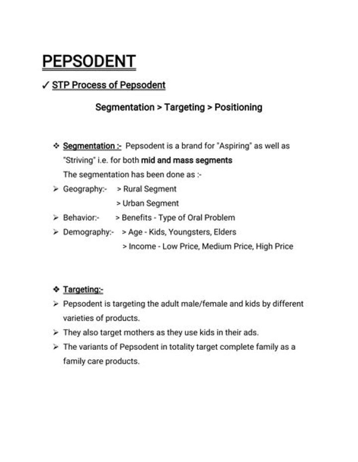 What positioning stand has Pepsodent taken?