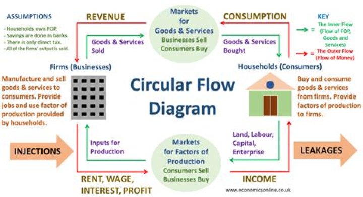What role do businesses that go to the market play in the circular flow model?