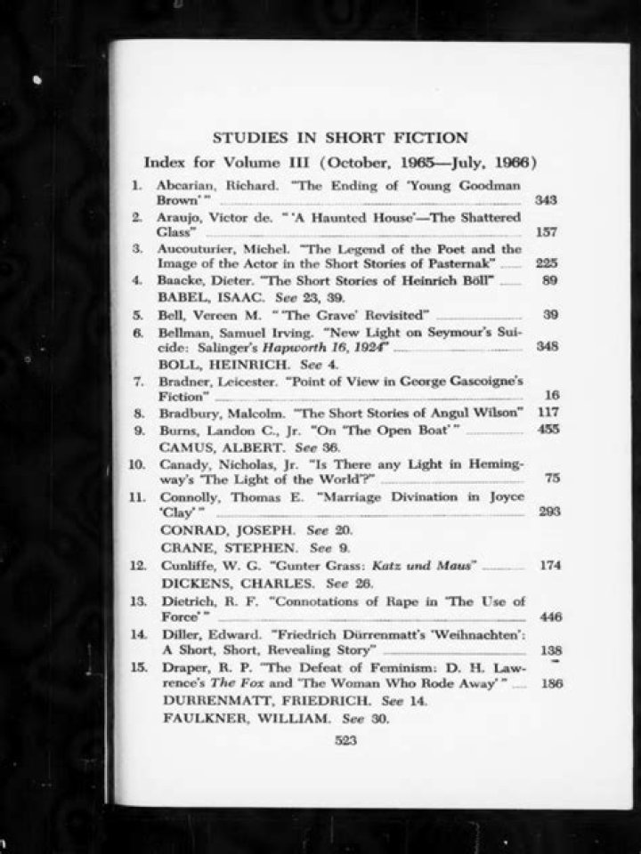 What university publishes studies in short fiction?