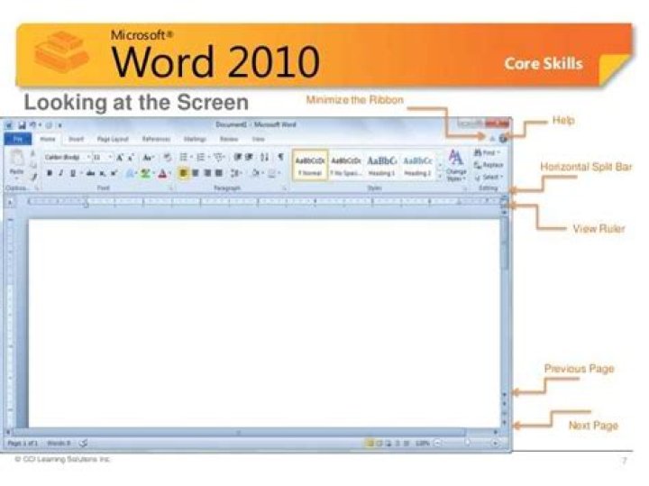 Where is the horizontal split bar on Microsoft Word screen?