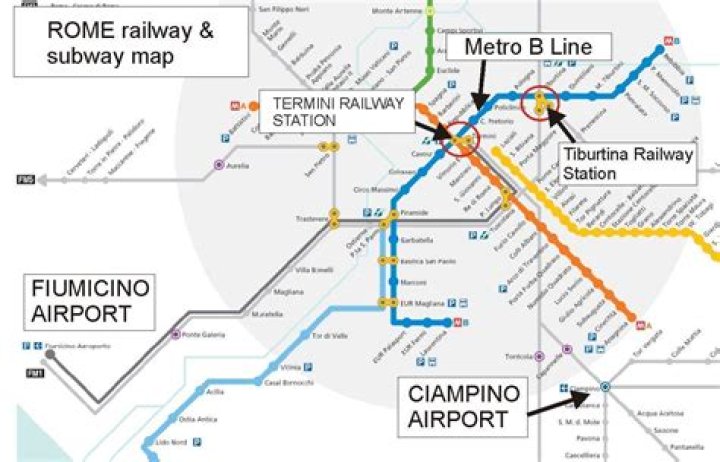 Where is the train station at Rome airport?
