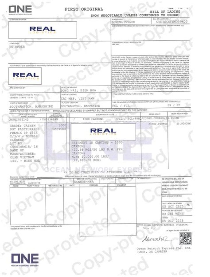 Why are there 3 original bills of lading?