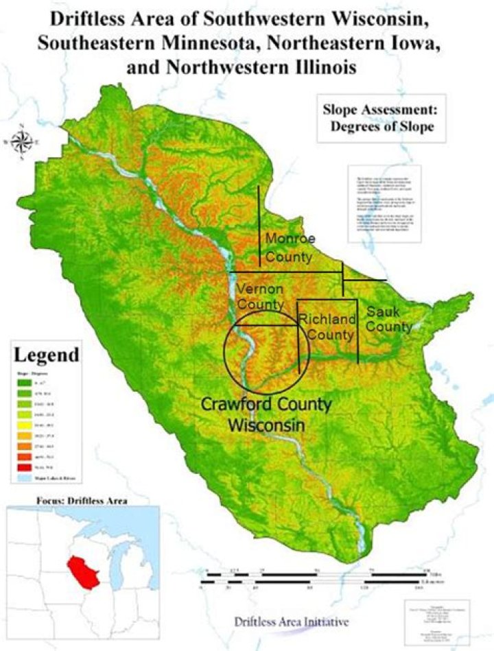 Why is it called the Driftless Area in Wisconsin?
