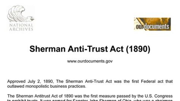 Why was the Sherman Antitrust Act passed quizlet?